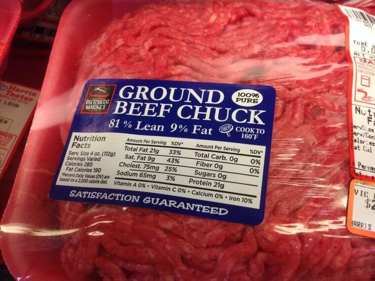 Red Meat (High-Fat Cuts, Commercial Ground Beef)