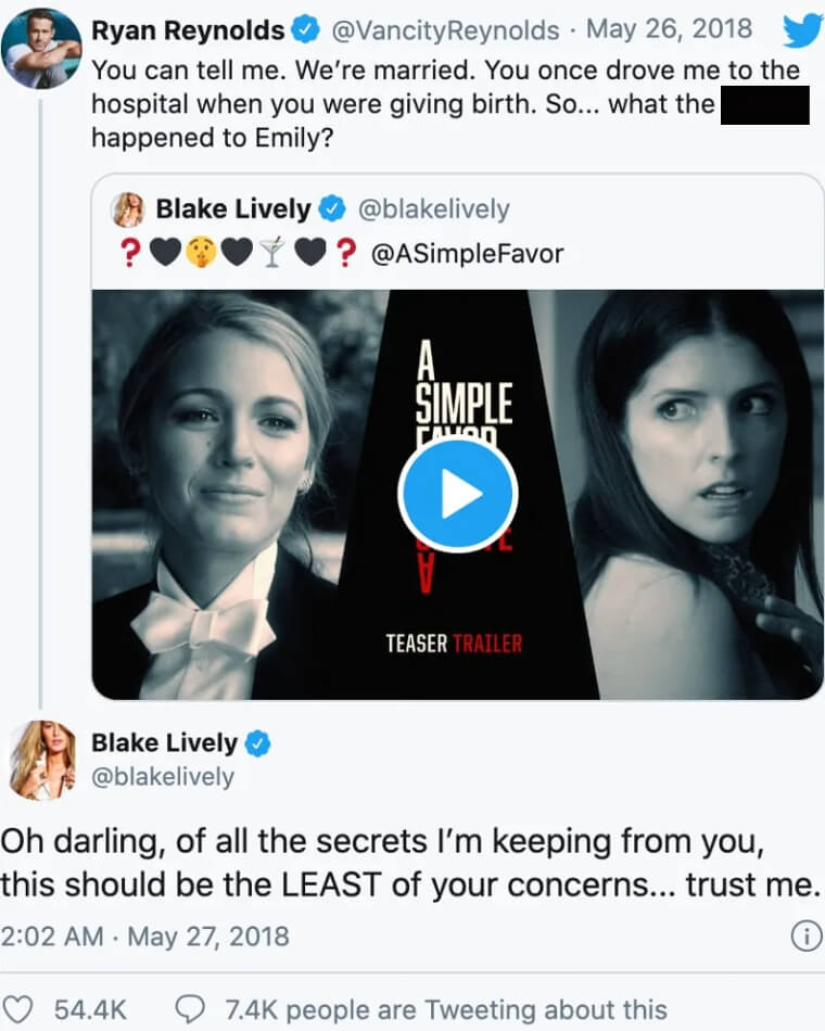 Another Sparring Match Between Twitter Royalty Ryan Reynolds and Blake Lively