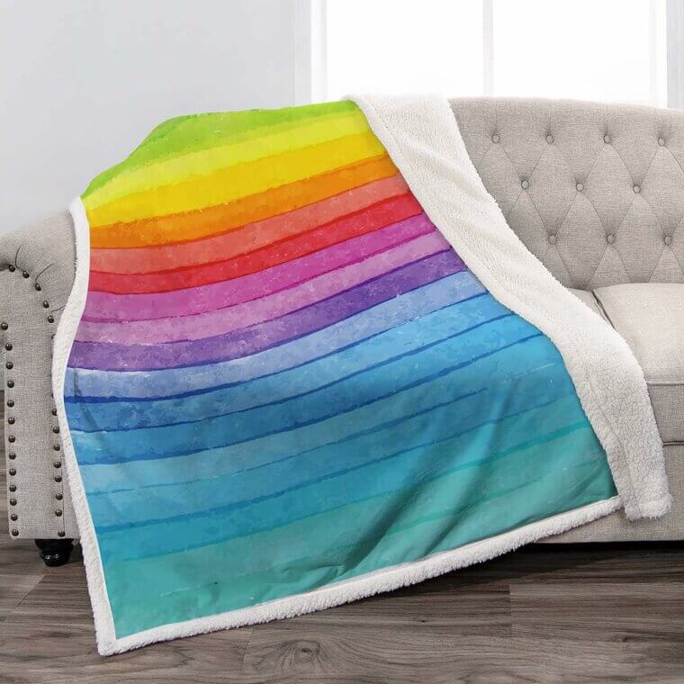 Cozy Rainbow Sherpa Blanket for Home & Travel - Comfort Anywhere 