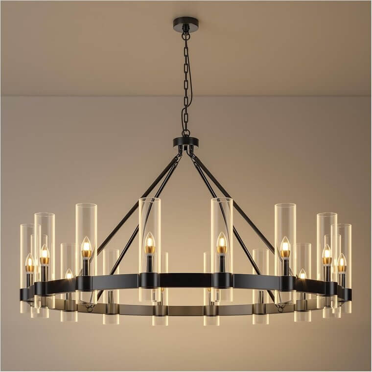 Black Wagon Wheel Chandelier - Modern Farmhouse Elegance - Don’t Miss the 20% Discount!