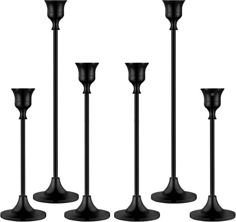 Elegant Black Candle Holders for Romantic Dining - 