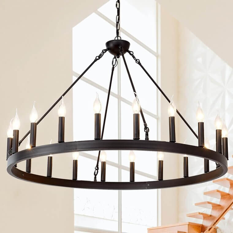 Black Wagon Wheel Chandelier - Rustic Elegance for Your Home 