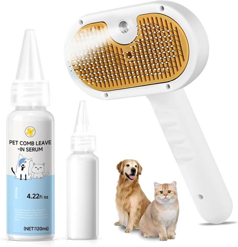 Pet Steam Brush for Easy Grooming - Refresh Your Furry Friend 
