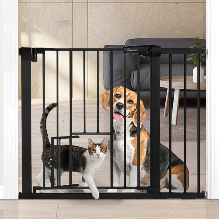 COMOMY Baby Gate - Safe Pet Barrier with Cat Door - 10% Off!