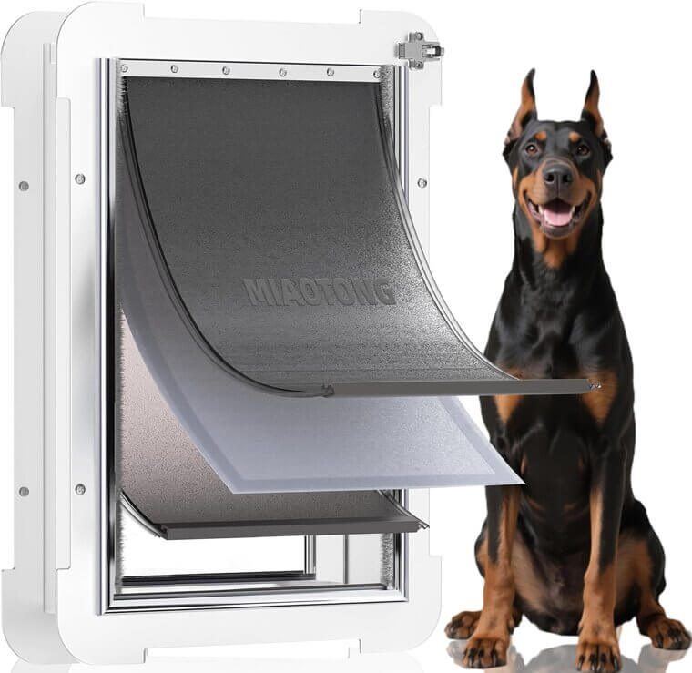 XL Dog Door with 3 Flaps, Lock & Weather Protection - - Now 22% Off!