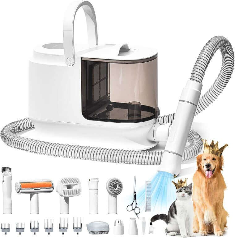 Bunfly Grooming Kit - Powerful Pet Hair Vacuum, 17 Tools Included - Now 22% Off!