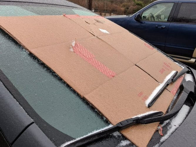 Use Cardboard To Prevent Your Windshield Frosting Up