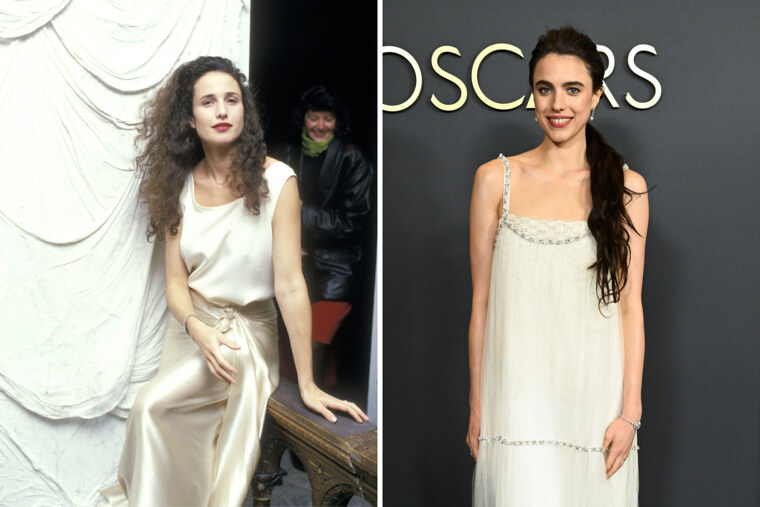 Margaret Qualley in Andie MacDowell’s Vintage Gap and Calvin Klein