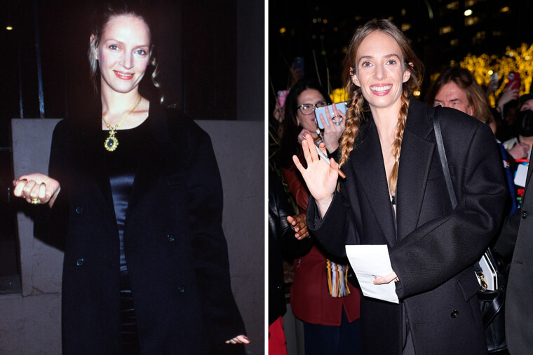 Maya Hawke in Uma Thurman Share a Love for Trench Coats and Blazers