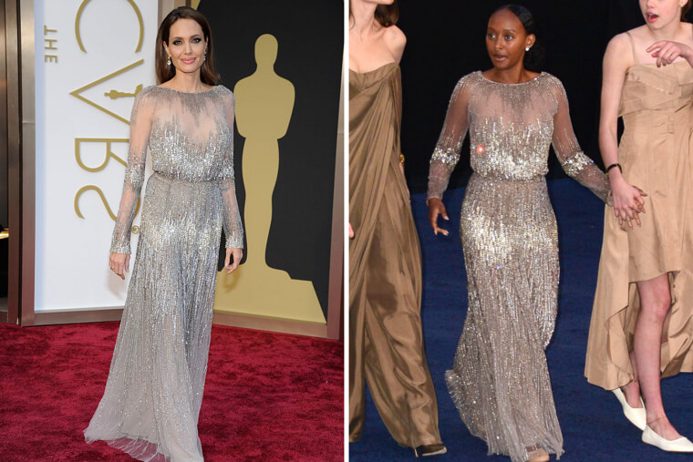 Zahara Marley Jolie-Pitt in Angelina Jolie’s 2014 Elie Saab Oscars Gown