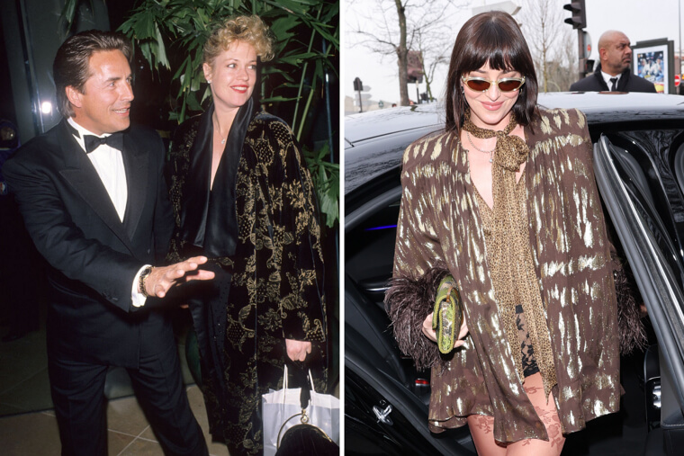 Dakota Johnson in Melanie Griffith’s 1980s Power Blazers