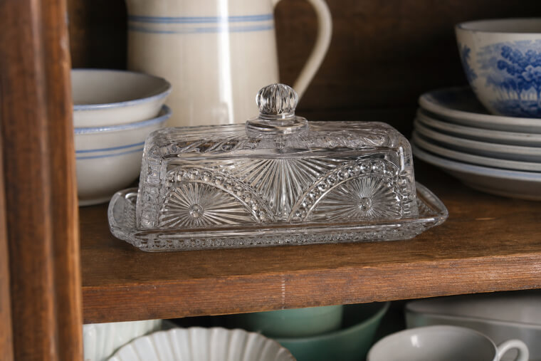 Columbia Crystal Butter Dish Hides In Kitchens