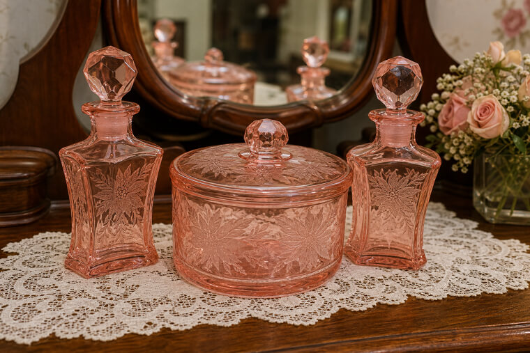 Floral Pink Dresser Set Commands Attention