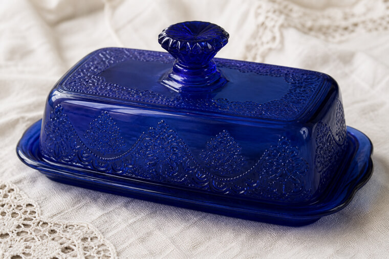 Royal Lace Cobalt Blue Butter Dish