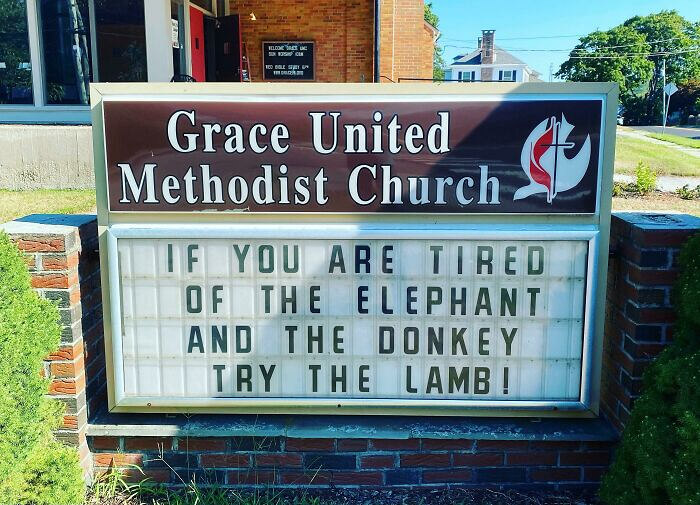 Church Sign Offers Political Humor With a Twist
