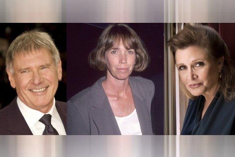 Harrison Ford, Mary Marquardt, and Carrie Fisher