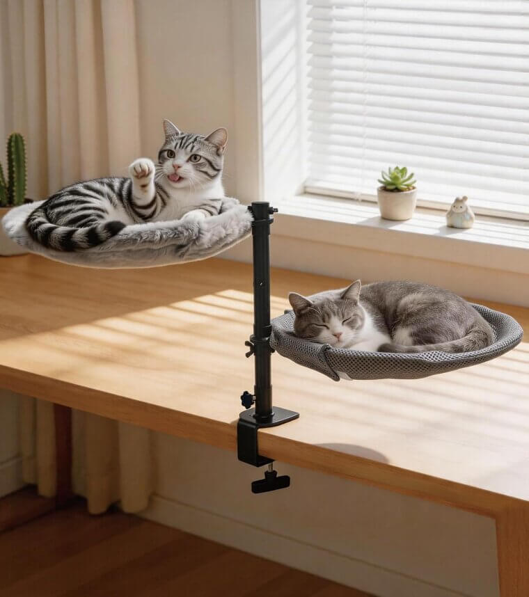 Cat Desk Bed - Space-Saving Multi-Cat Hammock 