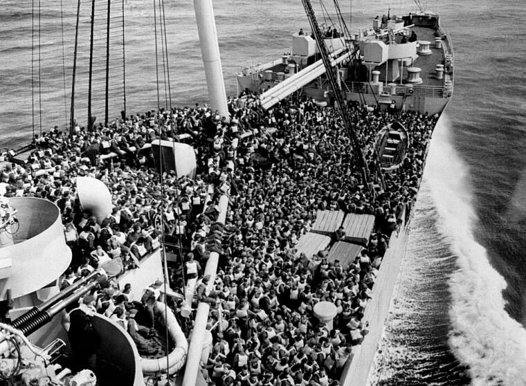 American Troops Returning on V-Day Aboard the RMS Queen Elizabeth, 1945