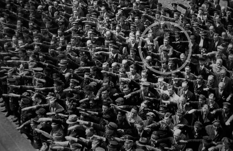 Lone Man Refuses to Give Hitler the Nazi Salute, 1936