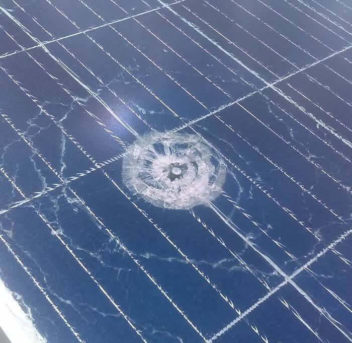 Stray Bullet Shattered Brand New Solar Panels...Only In America