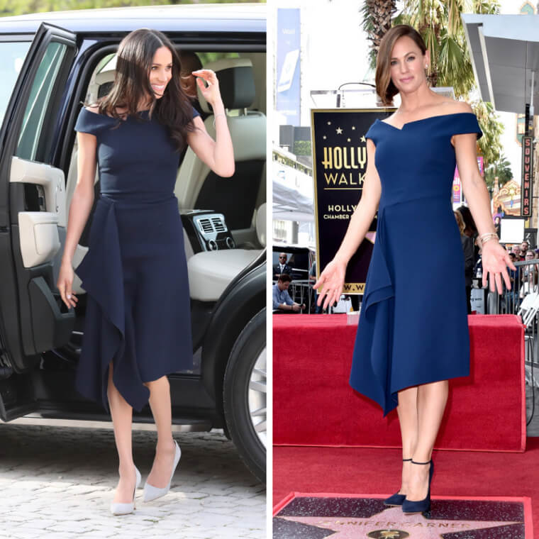 Jennifer Garner et Meghan Markle portaient la même robe Roland Mouret bleu marine