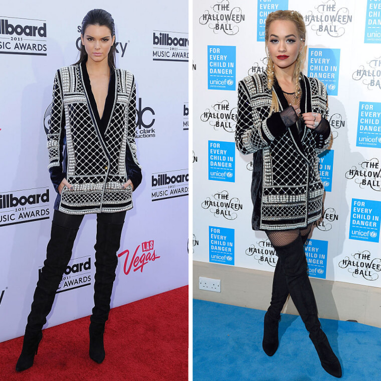 Kendall Jenner et Rita Ora portaient la même robe monochrome noire et blanche de type tunique