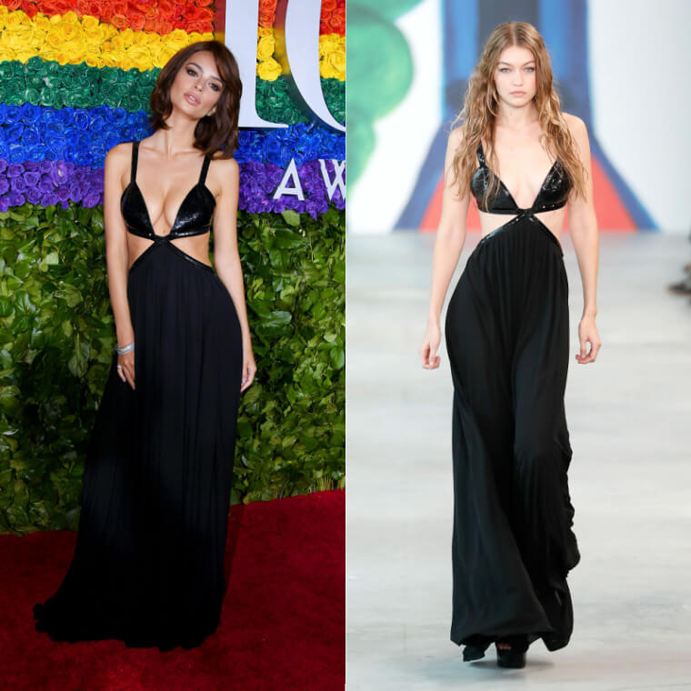 Emily Ratajkowski et Gigi Hadid portaient la même robe découpée noire