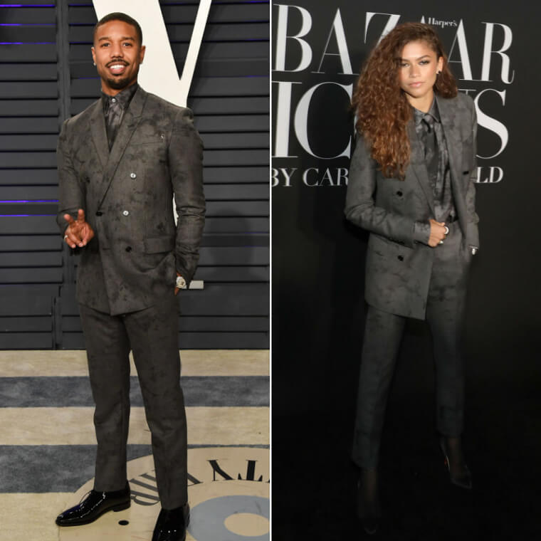 Michael B. Jordan et Zendaya portaient le même costume gris noirâtre