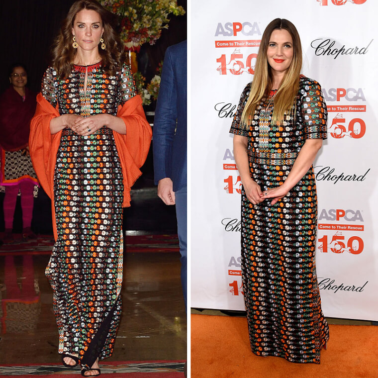 Kate Middleton et Drew Barrymore portaient la même robe de couleur vive