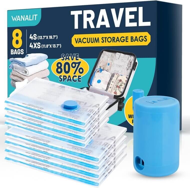 Vacuum Storage Bags with Rechargeable Pump - Travel Space Saver - Enjoy 29% Off!