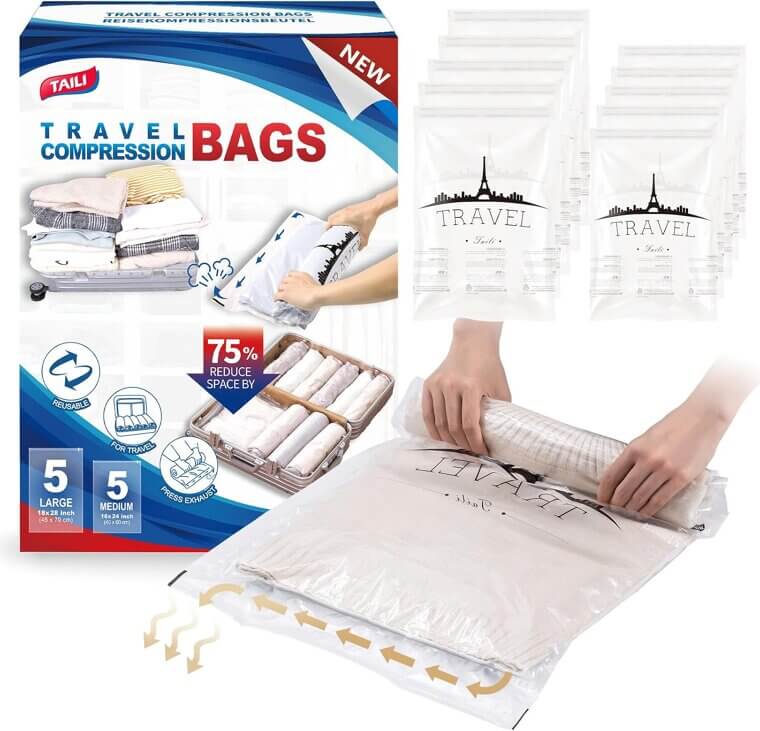 TAILI Travel Compression Bags - Maximize Packing Space Effortlessly - Don’t Miss the 50% Discount!