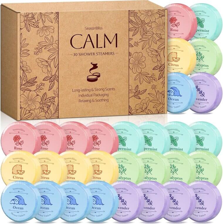Shower Steamers - 30 PCS, 6 Scents for Relaxation - Enjoy 24% Off!