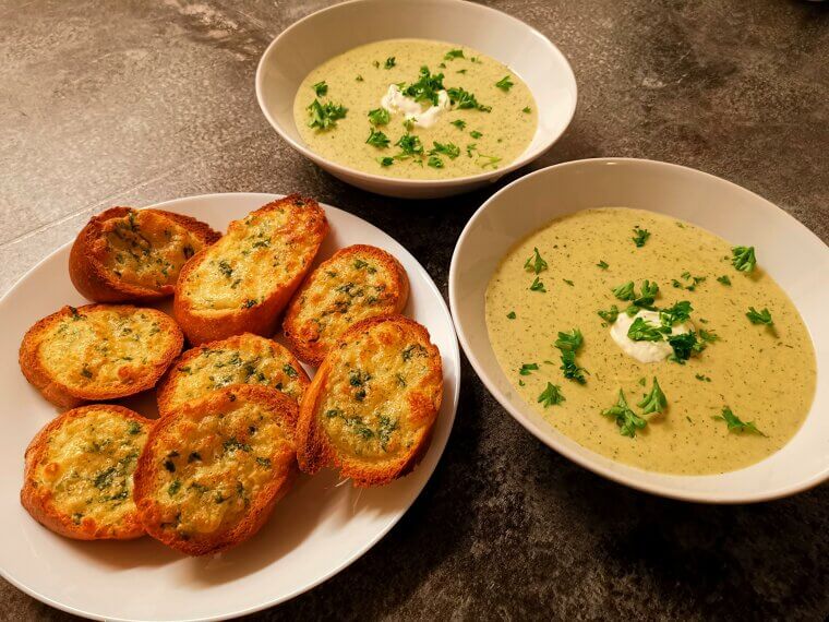 Potato Leek Soup With Crispy Leek Topping