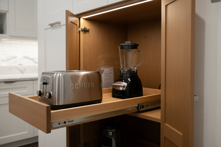 Appliance garage or pull-out shelf