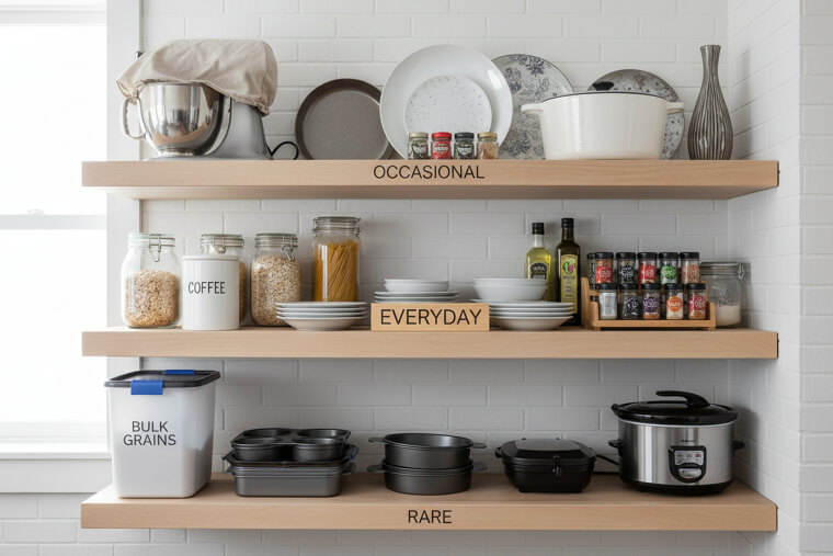 Eye-level zone: put daily items front and center