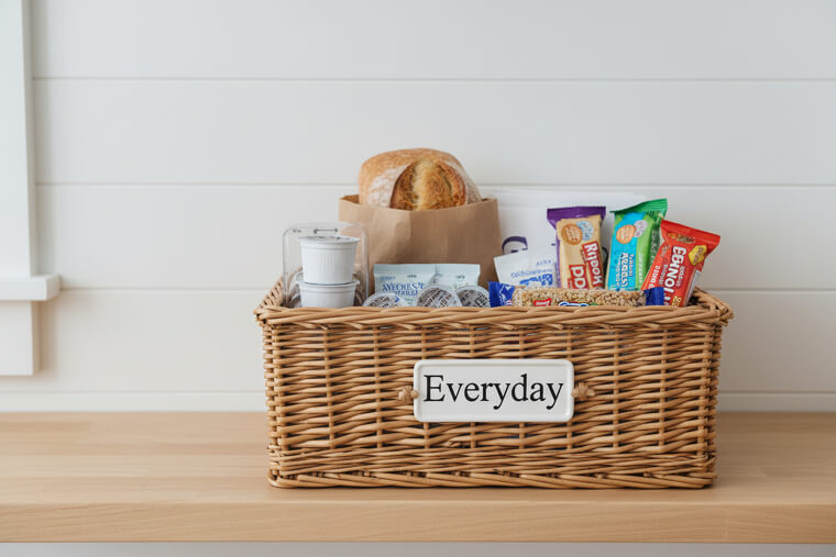 Create an “everyday” grab-and-go bin