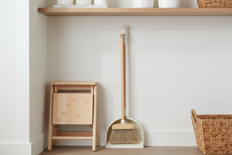 Keep tools and a slim broom inside