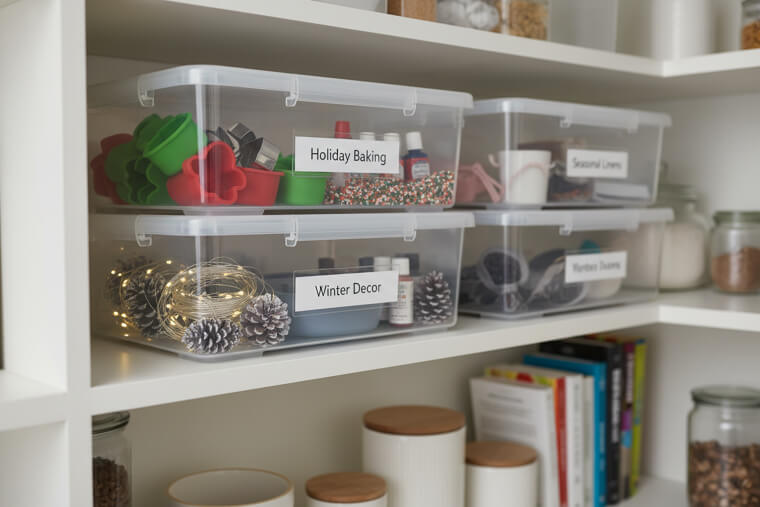 Box seasonal items and store high