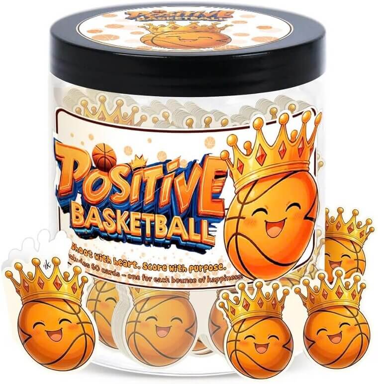 Positive Basketball Jar: Boost Your Day with 60 Affirmation Cards 