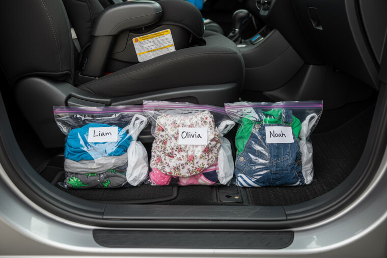 Keep a Spare Outfit in a Zip Bag for Each Child in the Car