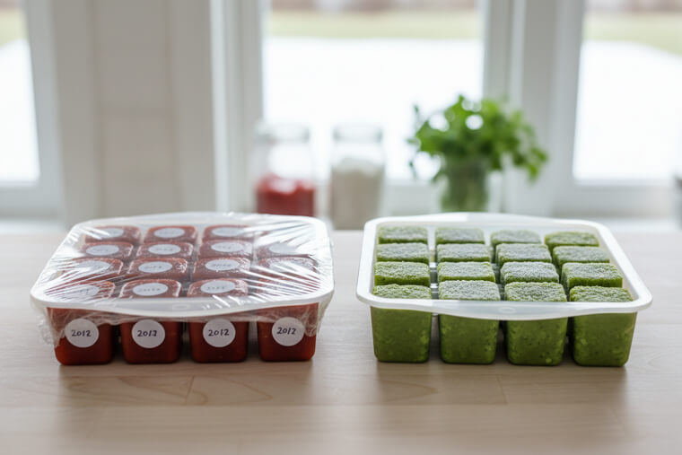 Ice Cube Tray Portions for Sauces and Baby Food
