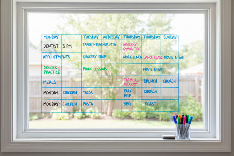 Dry-Erase on Windows for Weekly Schedules