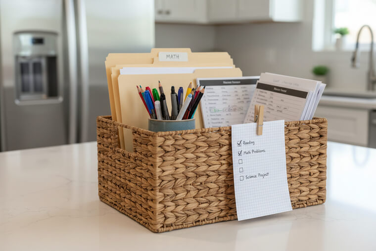 Designate a "Homework Basket" for Nightly Papers
