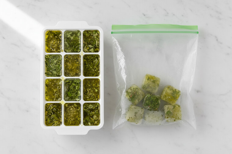 Freeze Herbs in Olive Oil