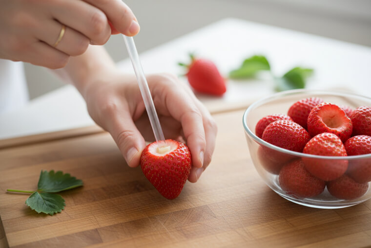 Sip Straw to Remove Strawberry Stems