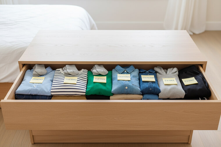 Use a Dresser Drawer as a Morning Outfit Station