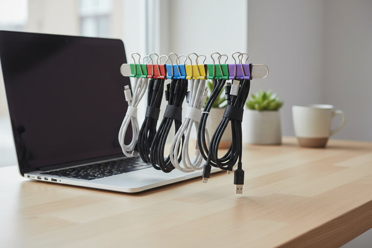 Binder Clips as Cable Clamps