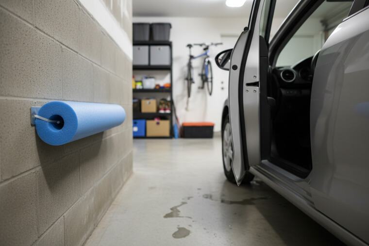 Cut-Up Pool Noodle as Garage Door Bumper