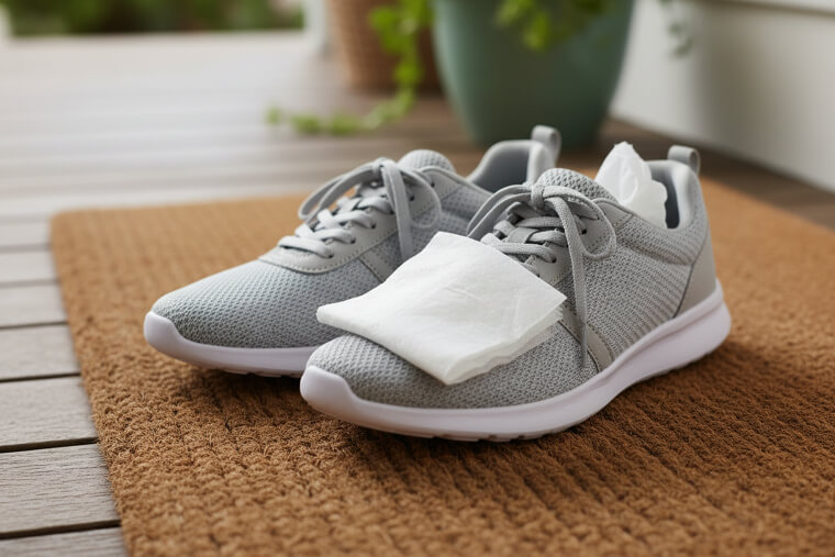 Dryer Sheet in Shoes to Remove Odor