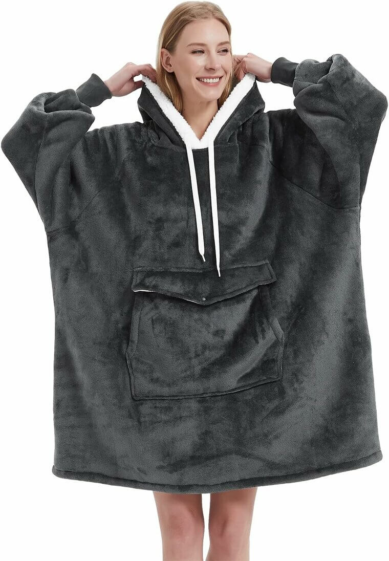 Qeils Blanket Hoodie - Cozy Sherpa Comfort for Adults